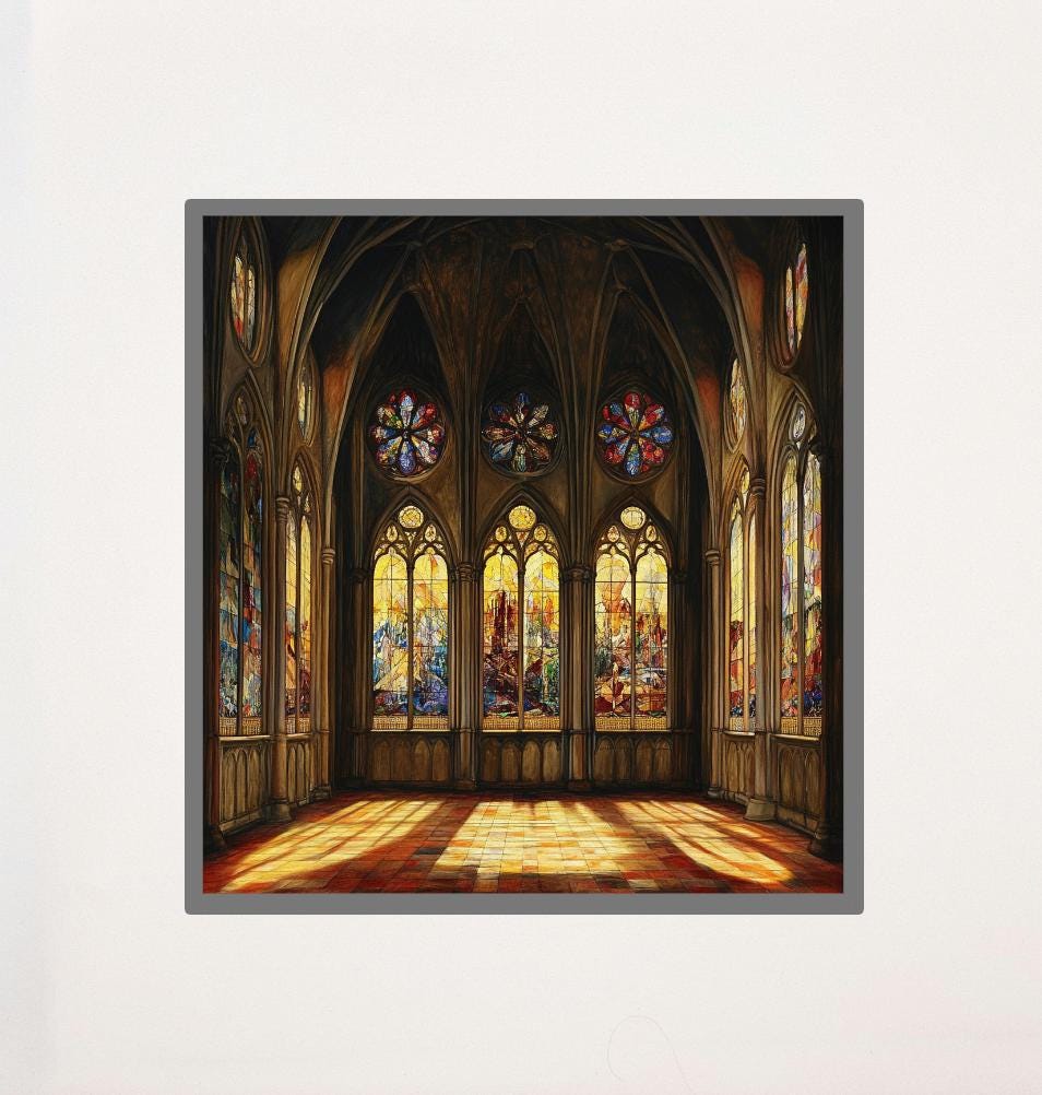 Gothic Building Windows Digital Printable Wall Art