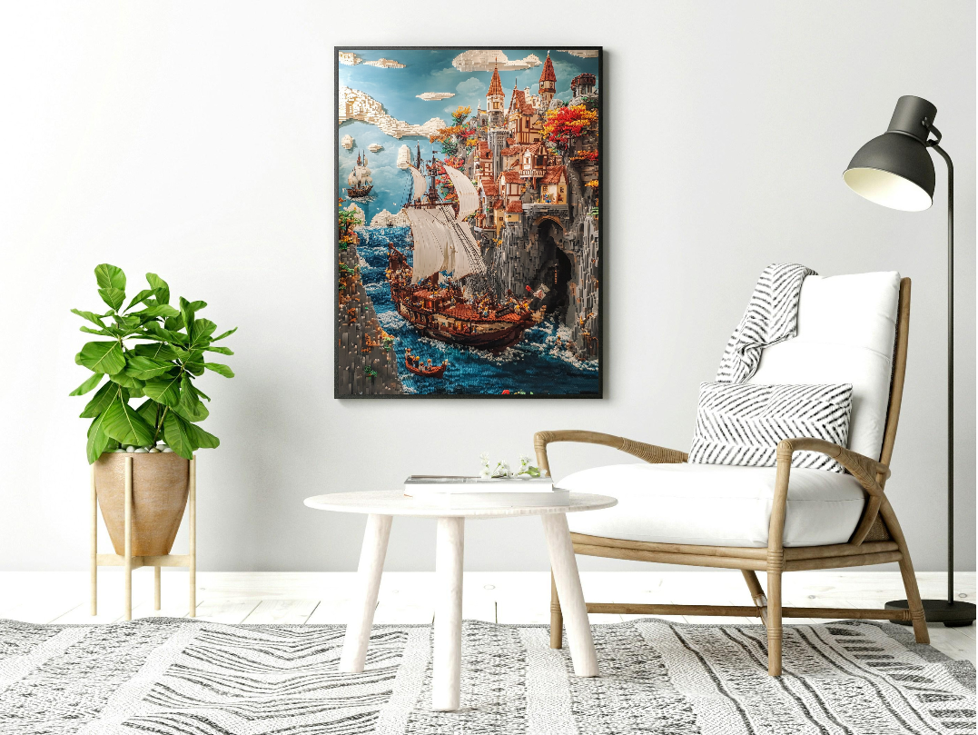 Lego Ship Painting Digital Printable Wall Art.