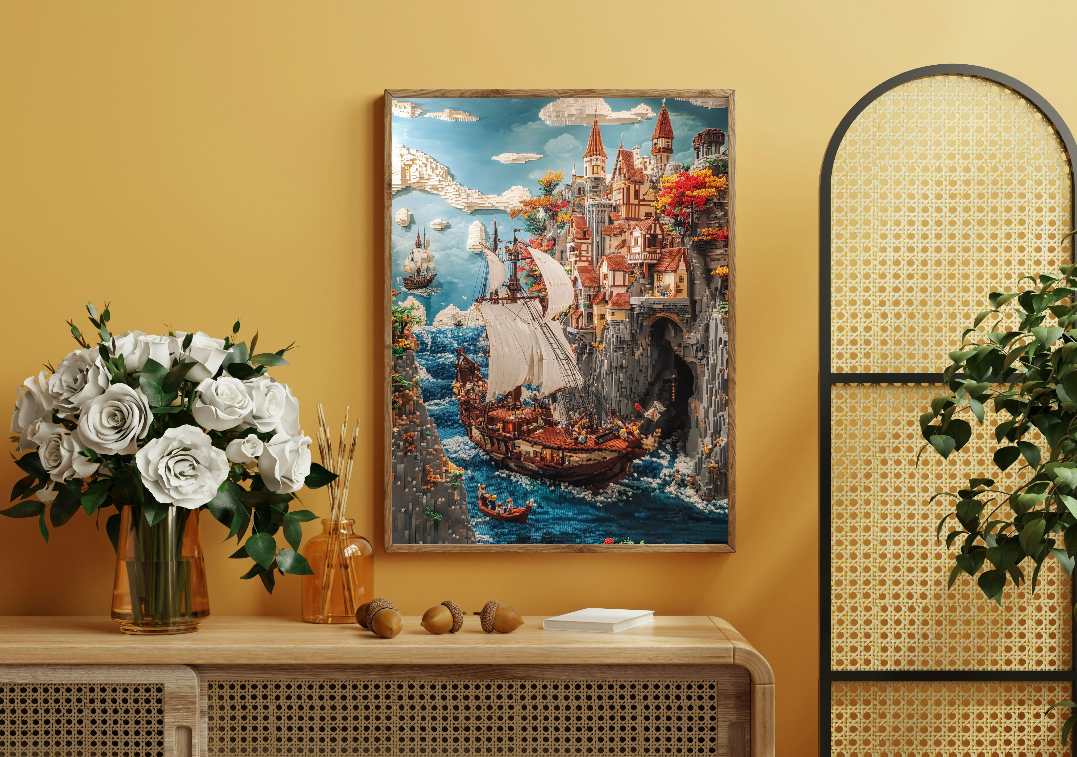 Lego Ship Painting Digital Printable Wall Art.