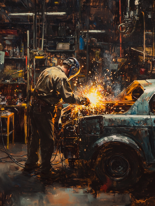 Car Workshop Painting Digital Printable Wall Art.