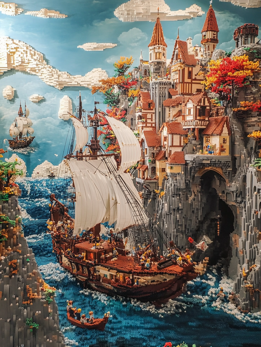 Lego Ship Painting Digital Printable Wall Art.
