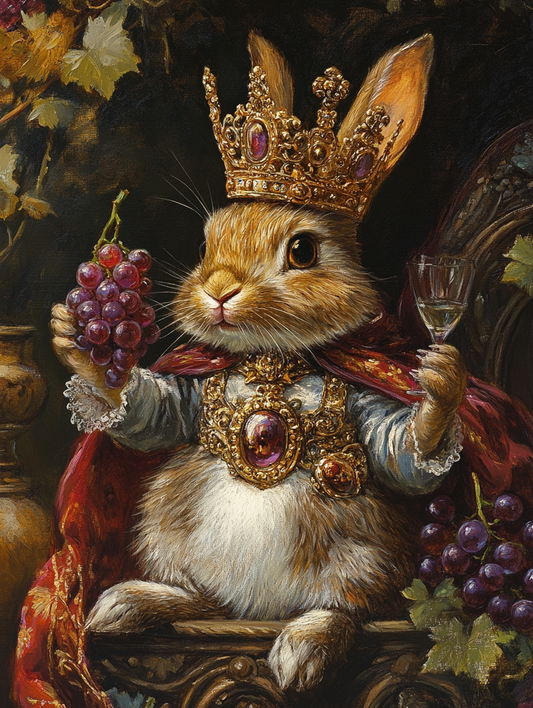 Rabbit King Painting Digital Printable Wall Art.