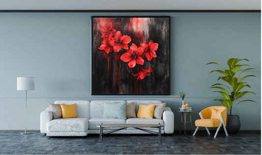 Red Flower digital printable Wall Art
