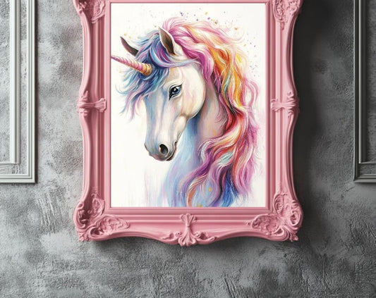 Unicorn Painting Digital Printable Wall Art.